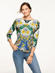BATEAU NECK TEE - ELABORATE MEDALLION | Talbots outlet