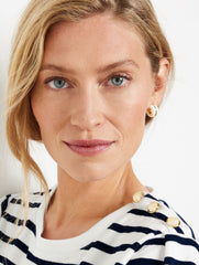 BUTTON SHOULDER CREWNECK SWEATSHIRT - STRIPE | Talbots for sale