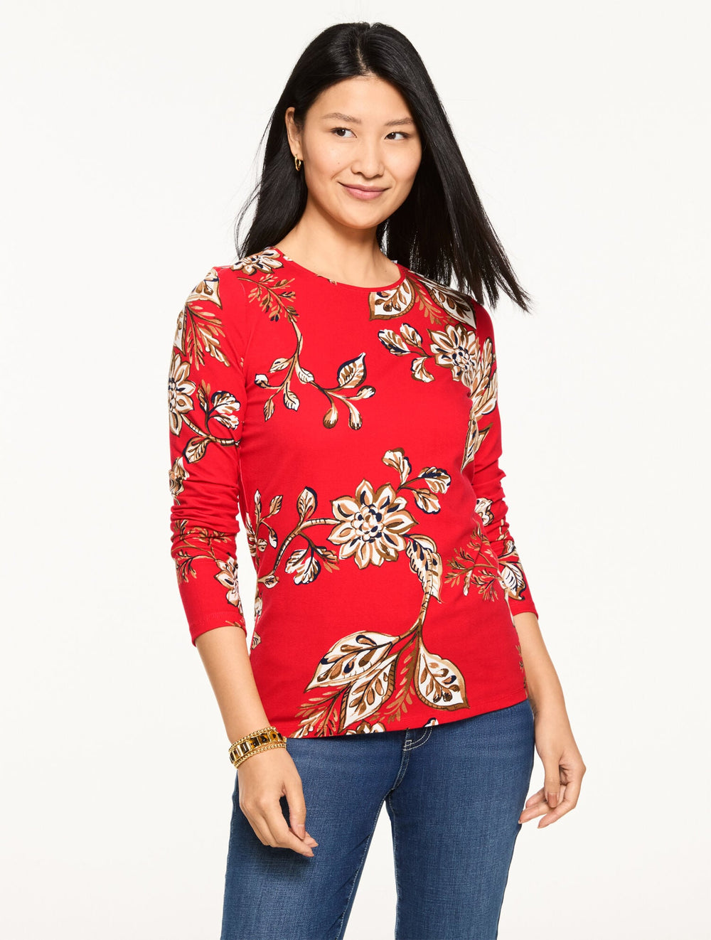 LONG SLEEVE CREWNECK TEE - SYMPHONY FLORAL | Talbots near me