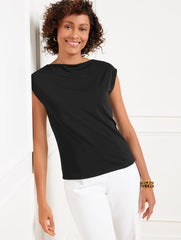 MATTE JERSEY FUNNEL NECK SHELL | Talbots on sale