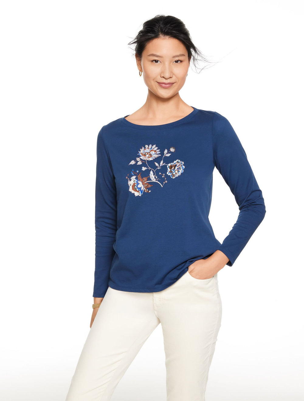 LONG SLEEVE CREWNECK TEE - FULL BLOOM | Talbots sale