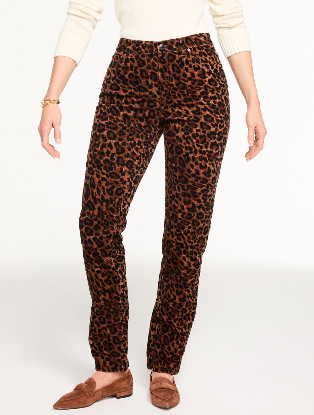 STRAIGHT LEG STRETCH CORDUROY PANTS - SPECTACULAR ANIMAL - CURVY FIT | Talbots outlet