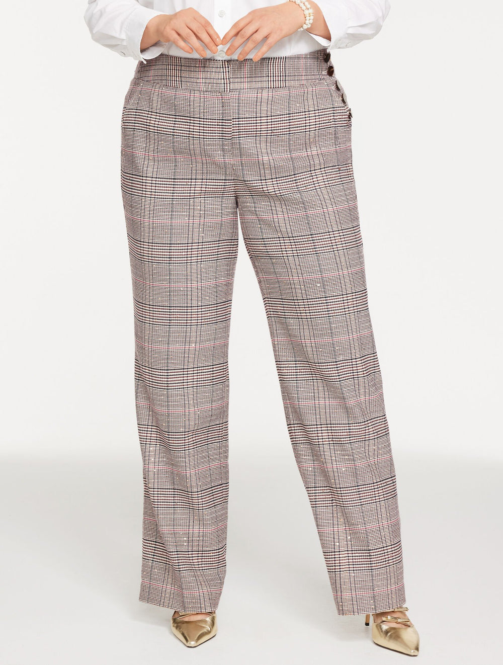 PLUS EXCLUSIVE TALBOTS GREENWICH TAILORED STRETCH WIDE LEG PANTS - MANSFIELD GLEN PLAID | Talbots discount