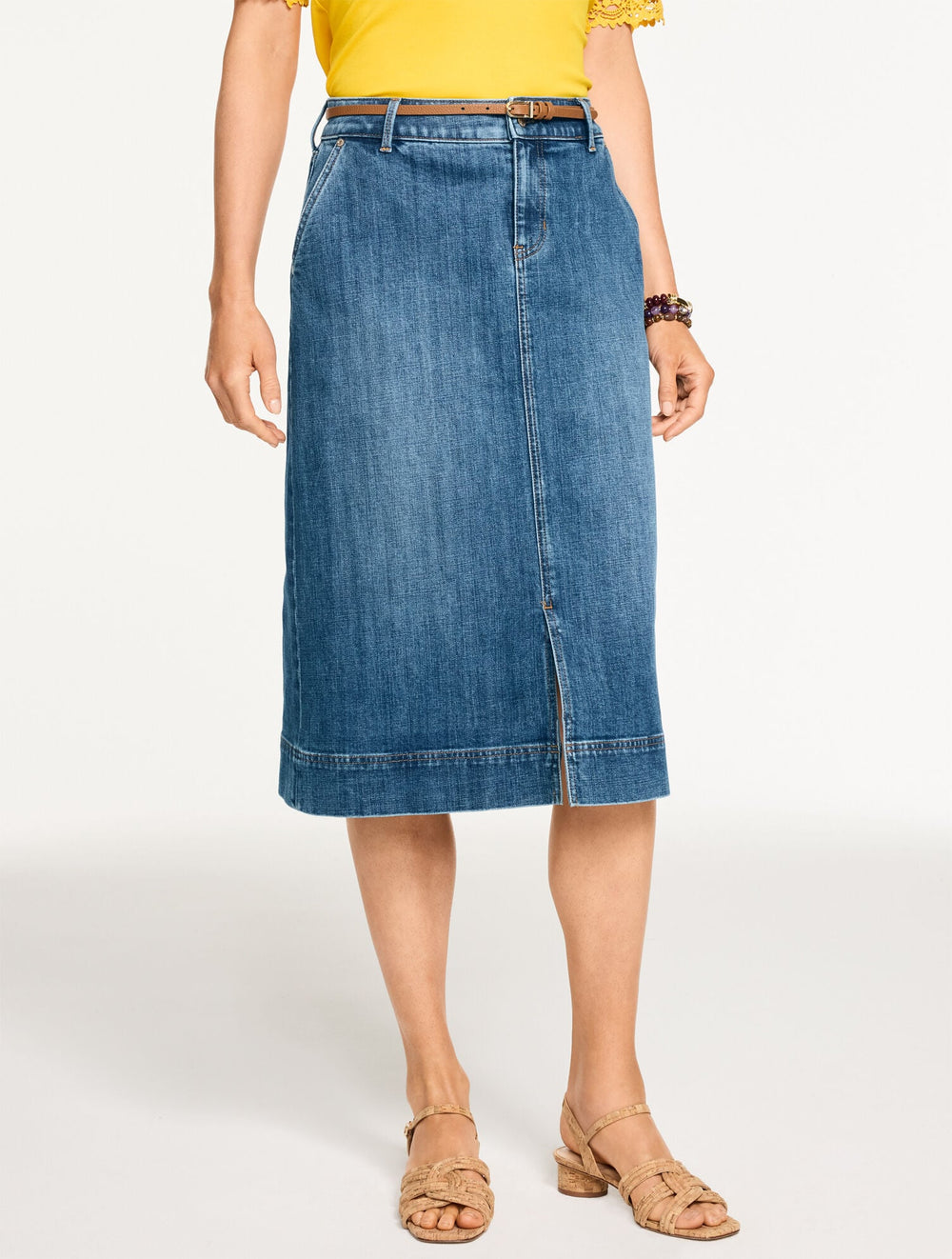 DENIM A-LINE MIDI SKIRT - CARDIFF WASH | Talbots on sale