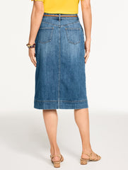 DENIM A-LINE MIDI SKIRT - CARDIFF WASH | Talbots on sale
