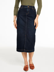 DENIM MIDI SKIRT - MANOR WASH | Talbots outlet