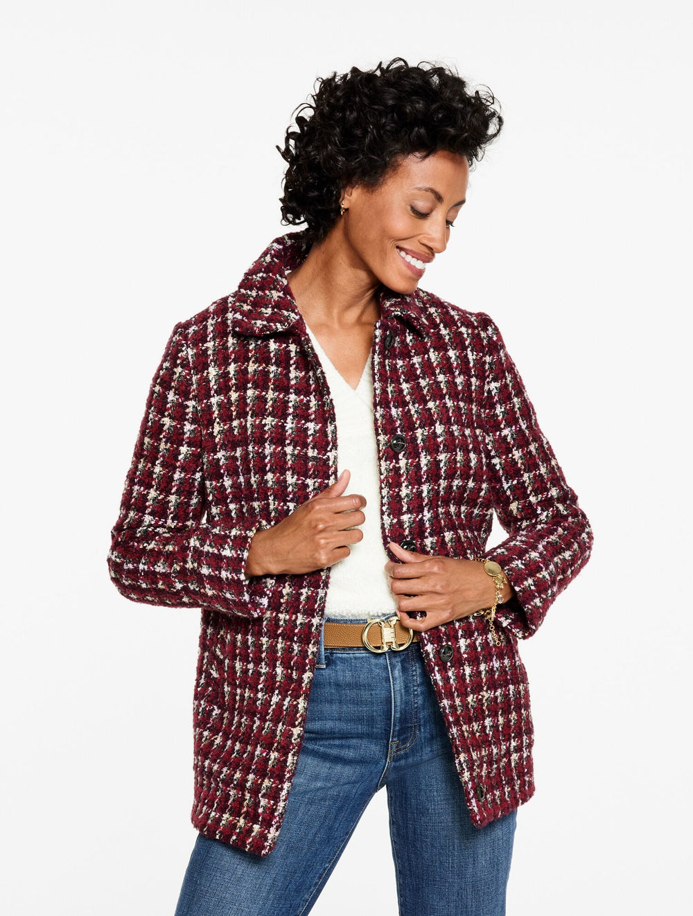 BRONTE MULTICHECK COAT | Talbots for sale