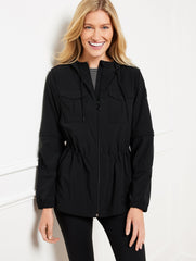 LIGHTWEIGHT WOVEN STRETCH HOODED CONVERTIBLE JACKET | Talbots sale