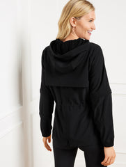 LIGHTWEIGHT WOVEN STRETCH HOODED CONVERTIBLE JACKET | Talbots sale