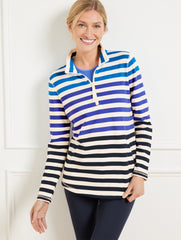 MODAL FRENCH TERRY HALF-ZIP PULLOVER - YORK STRIPE | Talbots discount