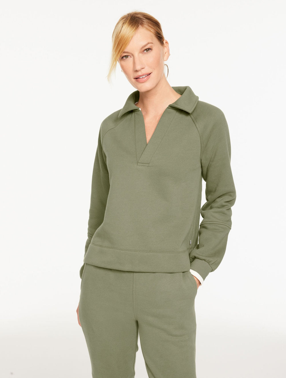 COZY FLEECE JOHNNY COLLAR PULLOVER | Talbots online