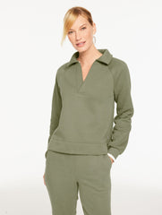 COZY FLEECE JOHNNY COLLAR PULLOVER | Talbots online