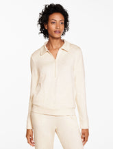 AIRKNIT STRETCH NEP JOHNNY COLLAR HALF-ZIP PULLOVER | Talbots sale