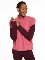 WAFFLE KNIT MOCKNECK COLORBLOCK SWEATER | Talbots near me