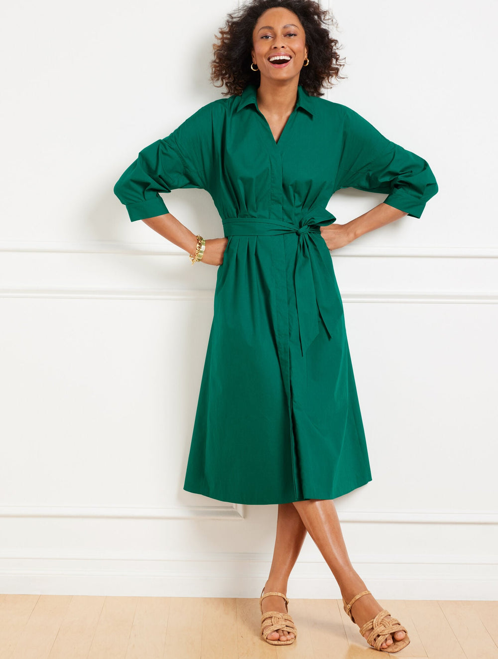 MODERN POPLIN PUFF SLEEVE SHIRTDRESS | Talbots for sale
