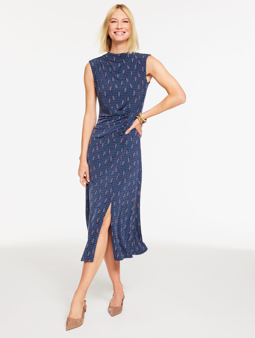 FIT & FLARE MATTE JERSEY DRESS - DITSY PAISLEY | Talbots outlet