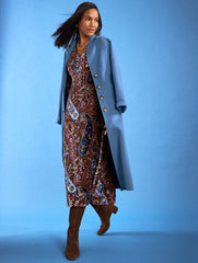BURNOUT VELVET FIT & FLARE DRESS - FLORAL PAISLEY | Talbots for sale