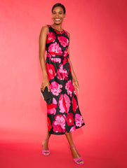SATIN MIDI DRESS - BLOOMING FLORAL | Talbots online