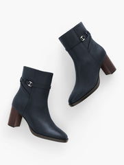 CLAUDETTE NAPPA BLOCK HEEL ANKLE BOOTS | Talbots on sale