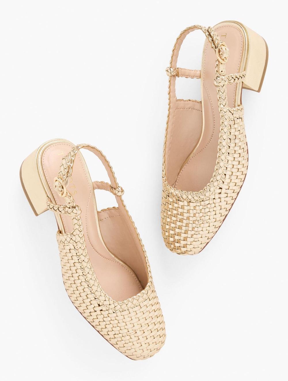 MARLOW METALLLIC WOVEN SLINGBACK FLATS | Talbots discount