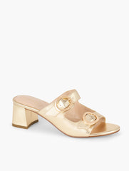 MILLIE STRAPS METALLIC NAPPA BLOCK HEEL SANDALS | Talbots discount