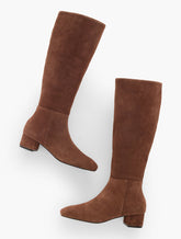 PERLA TALL SUEDE BLOCK HEEL BOOTS | Talbots sale