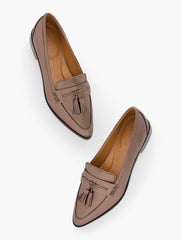 REECE METALLIC POINTED TOE LEATHER LOAFERS | Talbots on sale