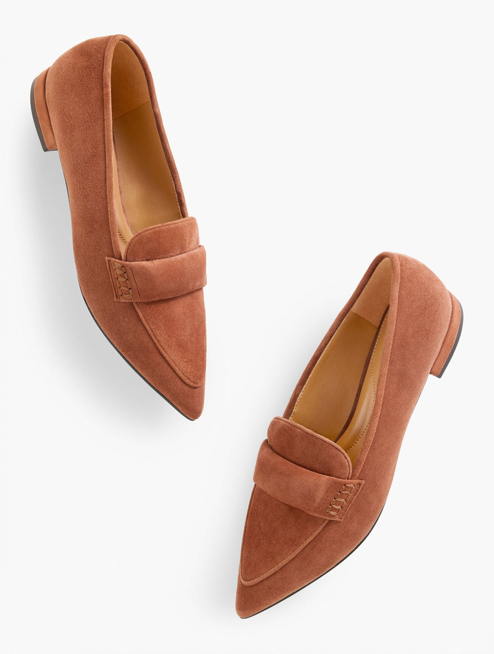 SCARLET SUEDE POINTED TOE LOAFERS | Talbots online
