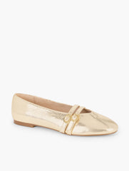 VERA LEATHER MARY JANE BALLET FLATS - METALLIC CRACKLE | Talbots for sale