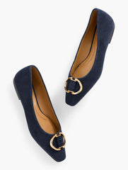 WHITLEY ORNAMENT SUEDE BALLET FLATS | Talbots outlet