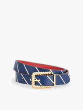 REVERSIBLE LEATHER BELT - STRIPE | Talbots on sale