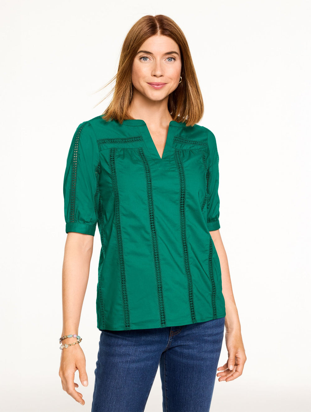 EMBROIDERED EYELET POPLIN TOP | Talbots near me