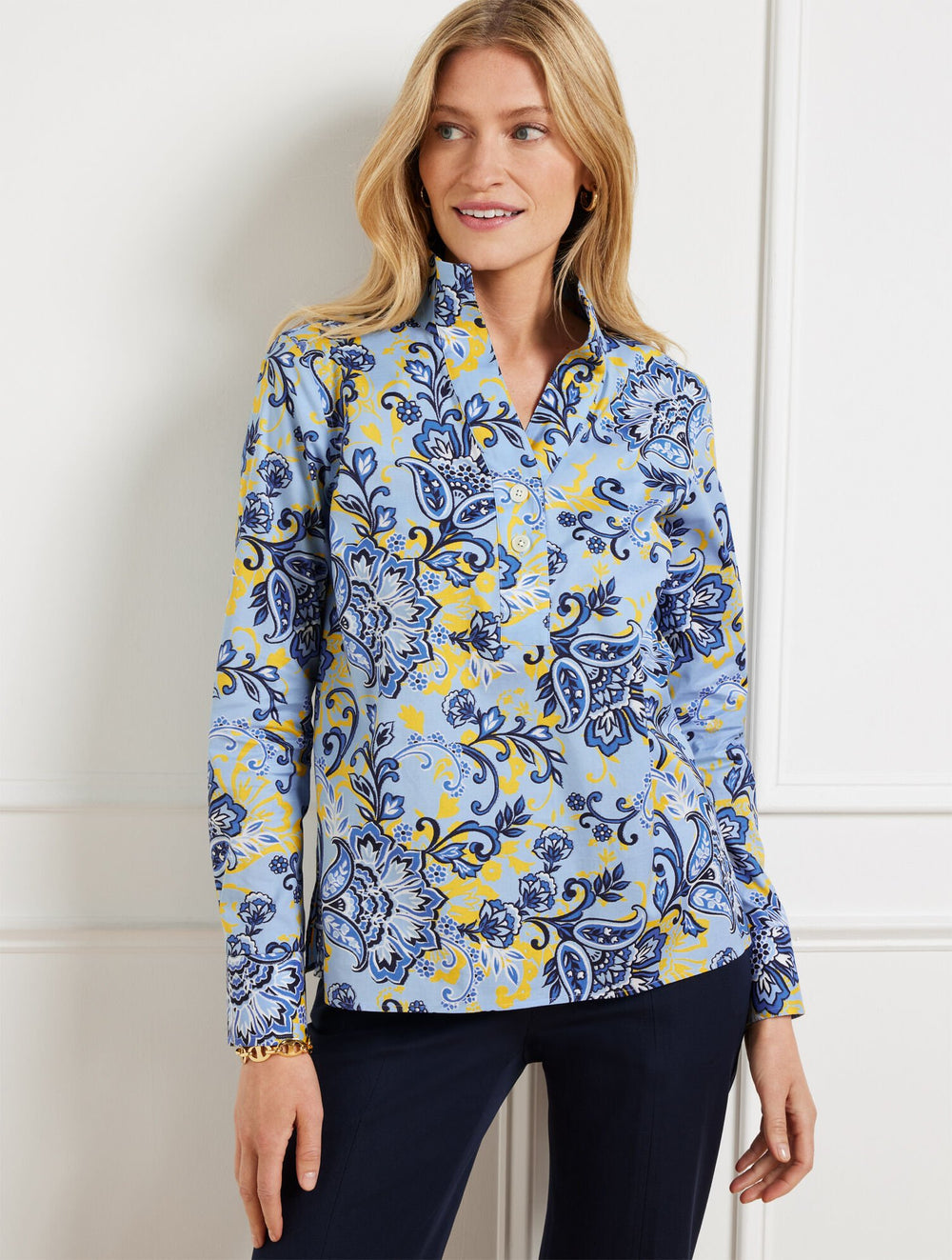 NON-IRON POPOVER - IKAT FLOWERS | Talbots online