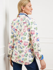 MODERN CLASSIC SHIRT - PASSPORT STAMPS | Talbots discount