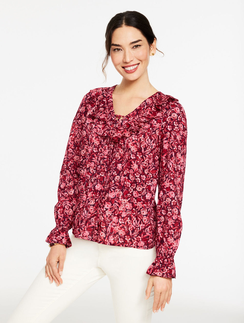 RUFFLE TOP - RAVISHING FLORAL | Talbots online