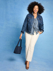PINTUCK RUFFLE TRIM TOP - REGENT CHECK | Talbots discount