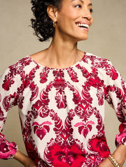 SMOCKED TOP - WATERCOLOR DAMASK | Talbots near me