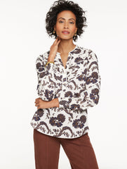 LACE TRIM PINTUCK TOP - CLIMBING CHRYSANTHEMUMS | Talbots on sale