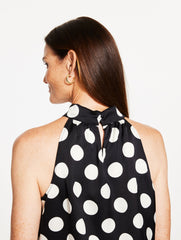 TIE NECK HALTER TOP - BRILLIANT DOT | Talbots online