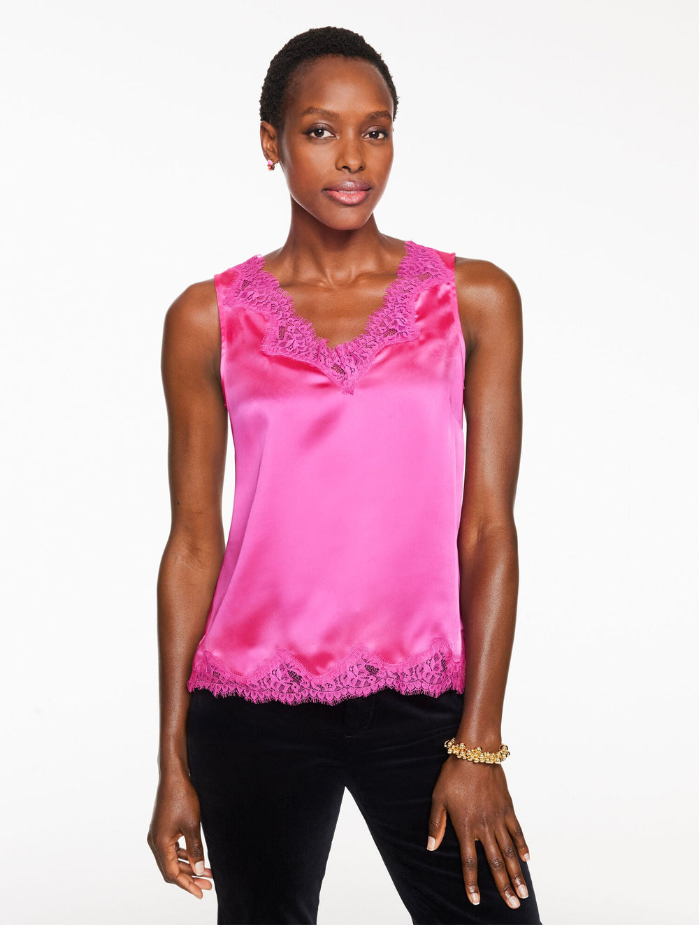 LACE TRIM SATIN CAMISOLE | Talbots outlet