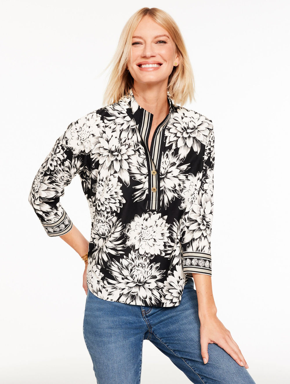 POPLIN POPOVER - DYNAMIC FLORAL | Talbots discount