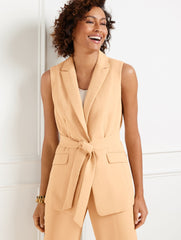 POLISHED CREPE TIE WAIST VEST | Talbots US