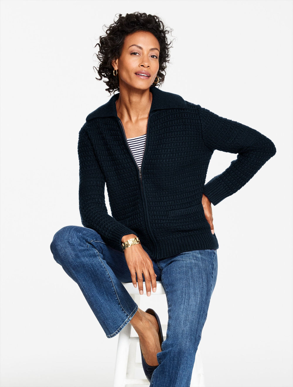 TEXTURED ZIP FRONT CARDIGAN | Talbots near me