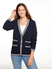 PLAITED TRIM V-NECK CARDIGAN | Talbots sale