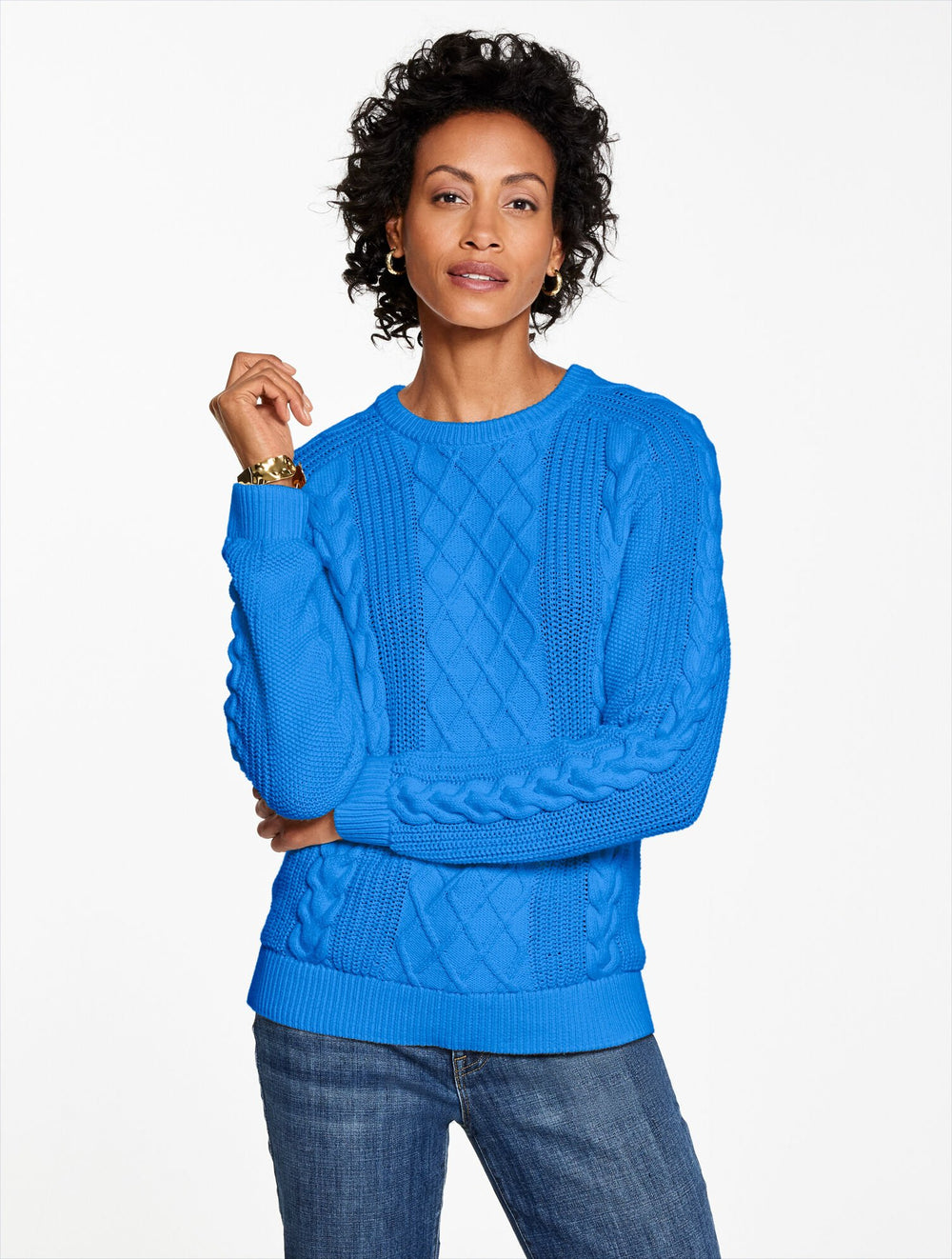 CABLE KNIT CREWNECK SWEATER | Talbots discount