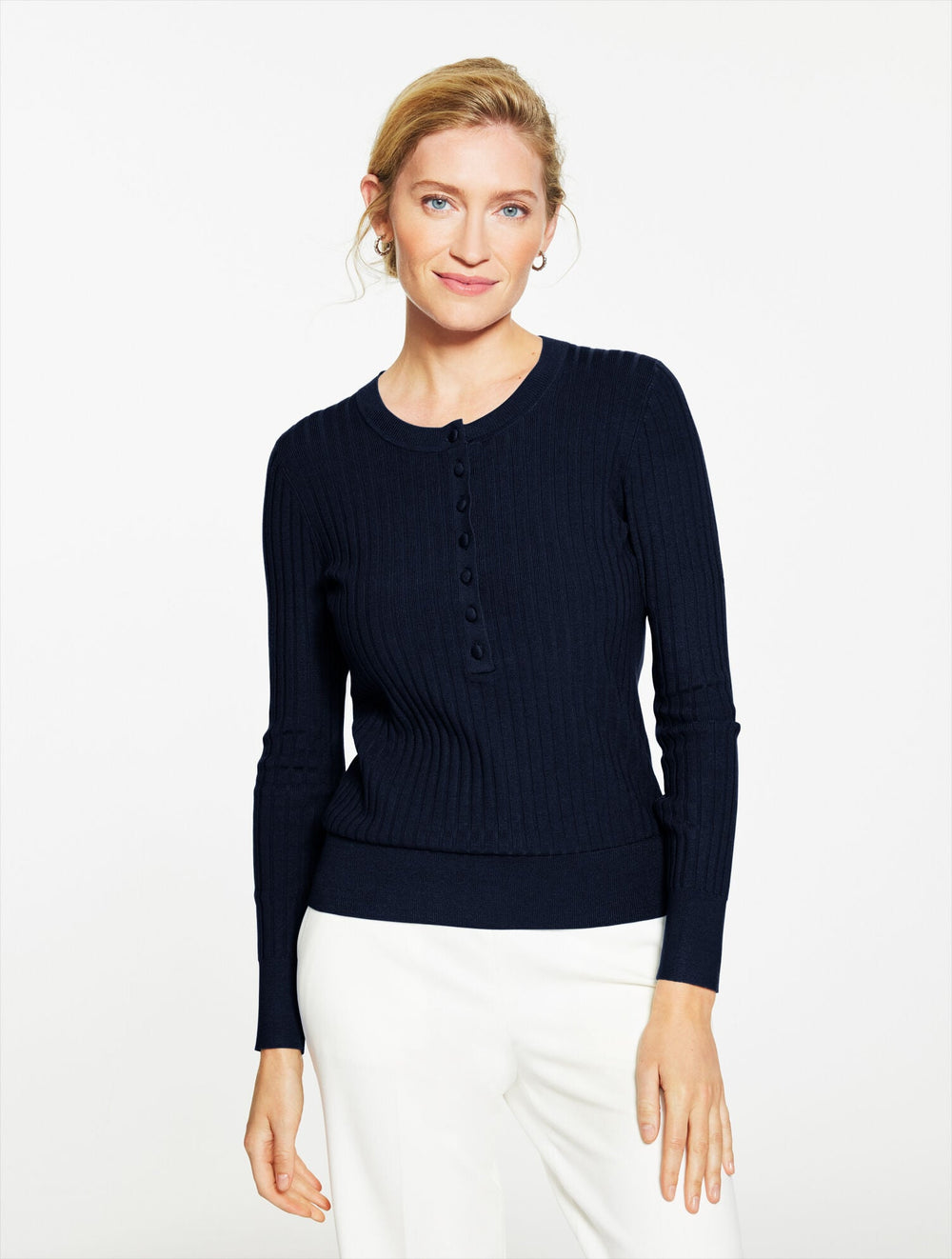 RIBBED HENLEY PULLOVER | Talbots on sale