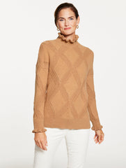 RUFFLE MOCKNECK SWEATER - ARGYLE | Talbots US