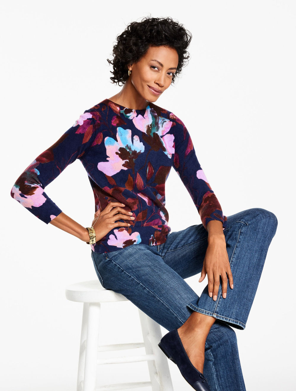 AUDREY CASHMERE SWEATER - AUTUMN FLORAL | Talbots online
