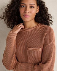 COTTON SHAKER STITCH POCKET CREWNECK | Talbots discount