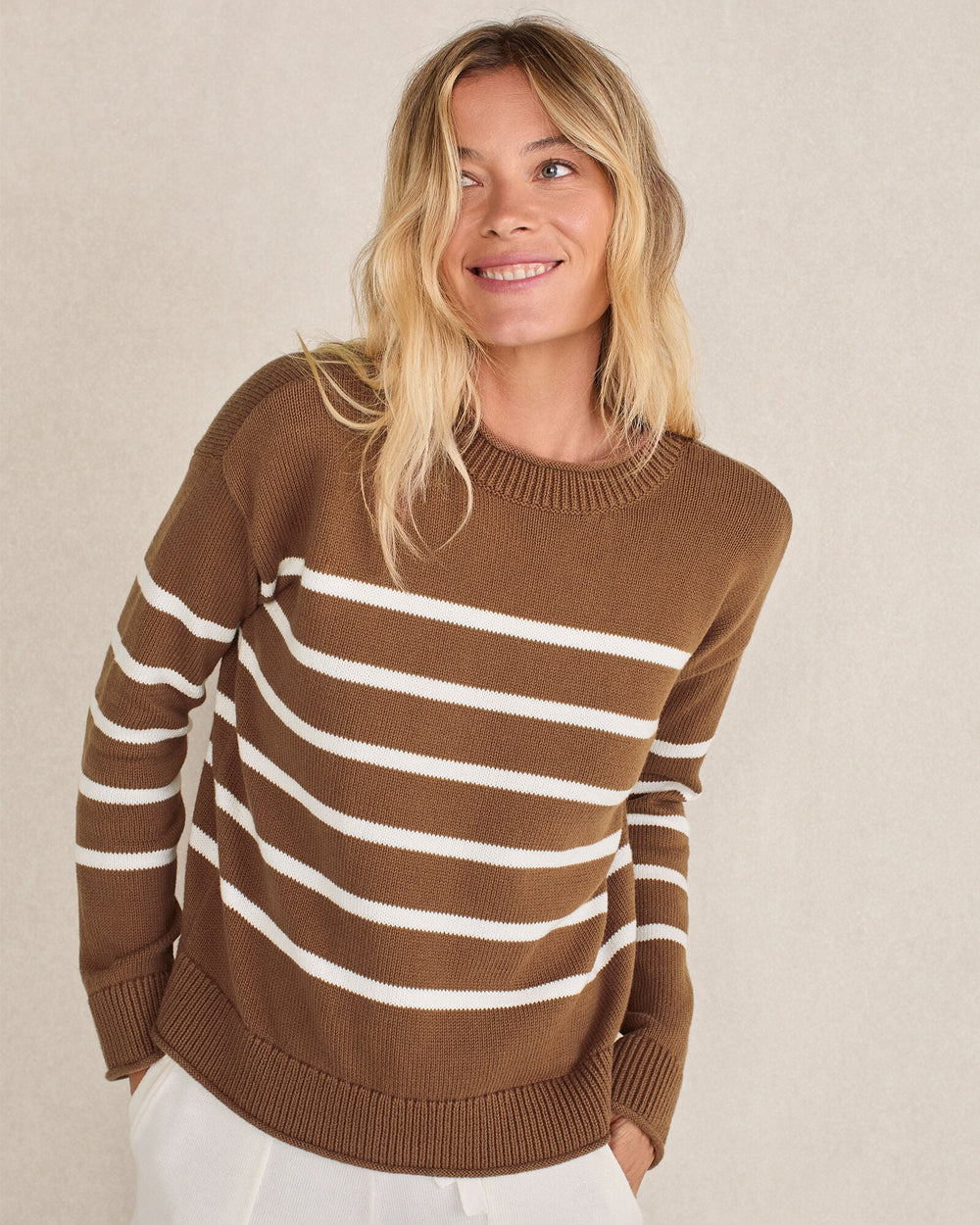 ORGANIC COTTON STRIPE ROLL NECK SWEATER | Talbots for sale